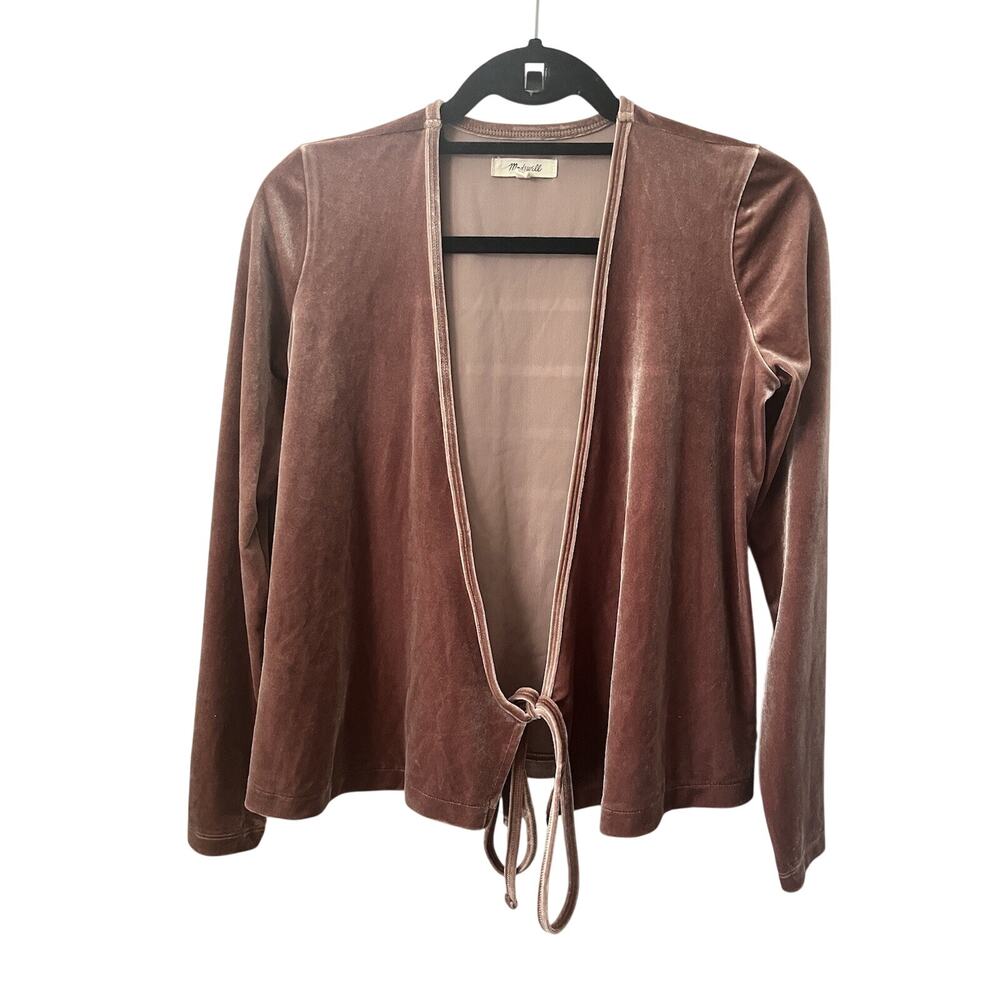 Madewell Blouse Womens Velvet Wrap Stretch Knit Balletcore XS Warm Ash